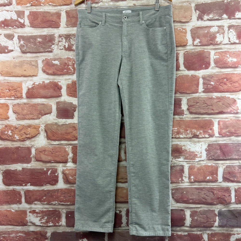 J Jill Pants Women's 10 Heather Gray Fine Corduroy Straight Leg Casual Stretchy